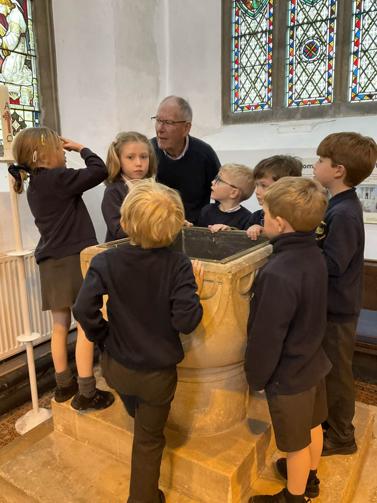 Marksbury pupils visit St Mary's Church in Compton Dando